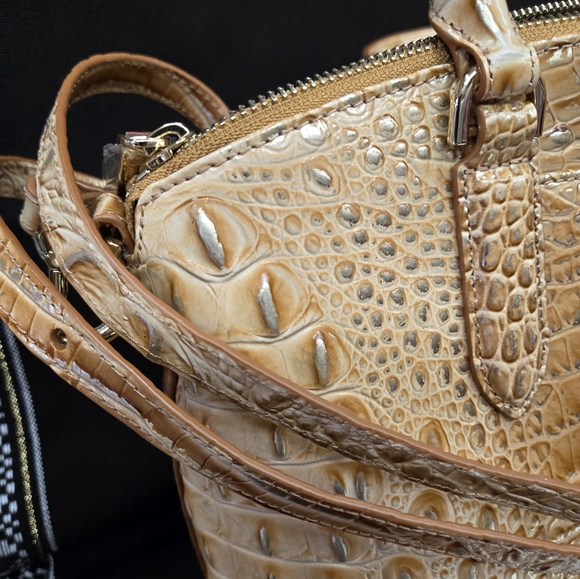 NWT Brahmin honey brown Melbourne, Crocodile-Embossed Duxbury Satchel Bag - Picture 6 of 13